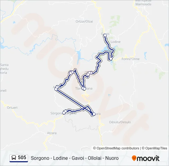505 Bus Line Map