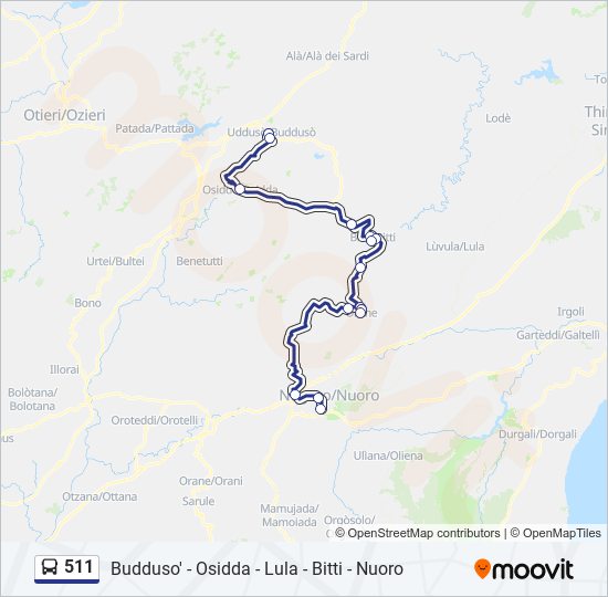 511 bus Line Map