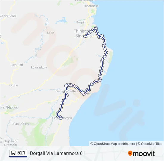 521 Bus Line Map