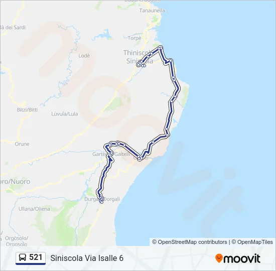 521 Bus Line Map