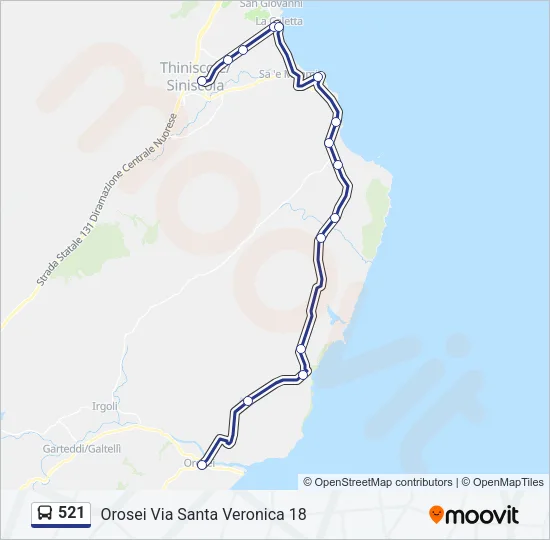 521 Bus Line Map