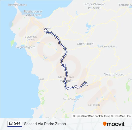 544 Bus Line Map