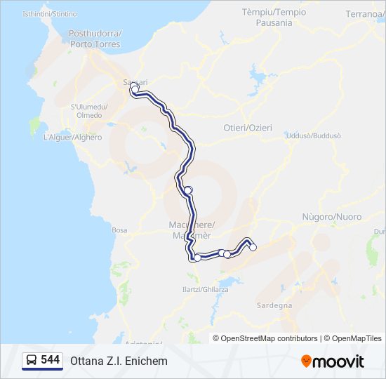 544 bus Line Map