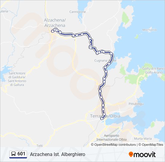 Percorso linea bus 601