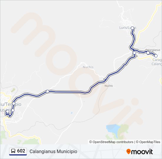 Percorso linea bus 602