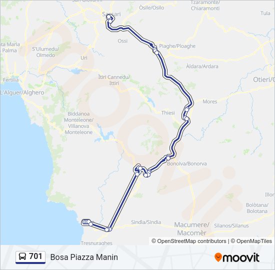 Percorso linea bus 701