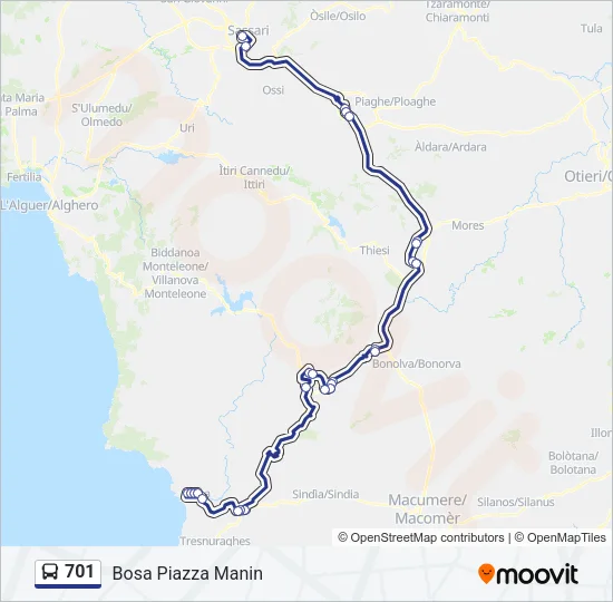701 Bus Line Map