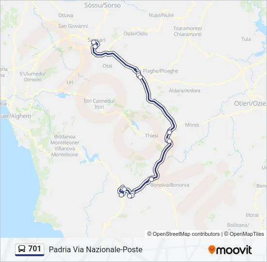701 Bus Line Map