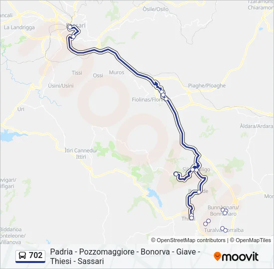 702 Bus Line Map