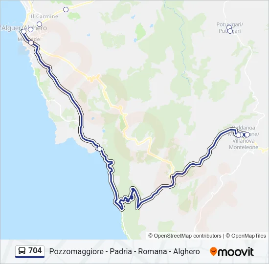 704 Bus Line Map