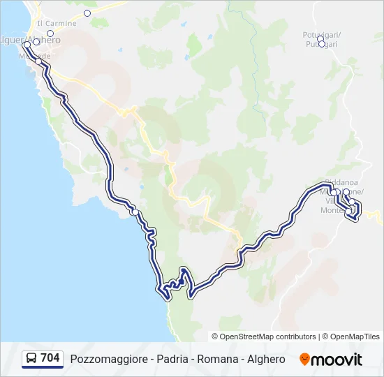 704 Bus Line Map