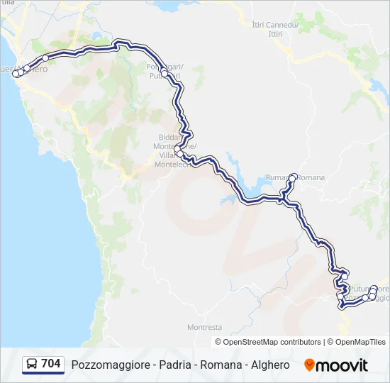 704 Bus Line Map