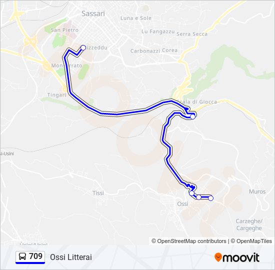 Percorso linea bus 709