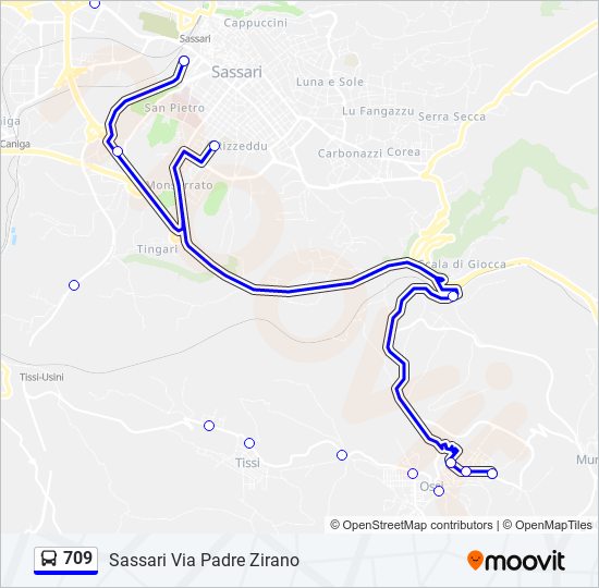 Percorso linea bus 709