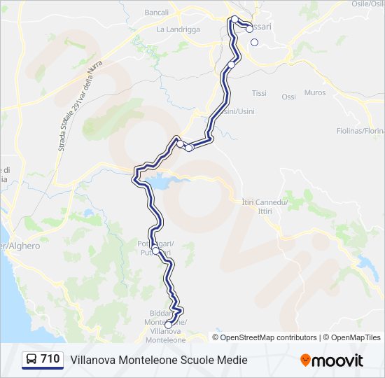Percorso linea bus 710