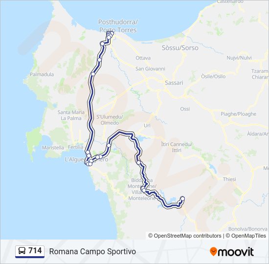 Percorso linea bus 714
