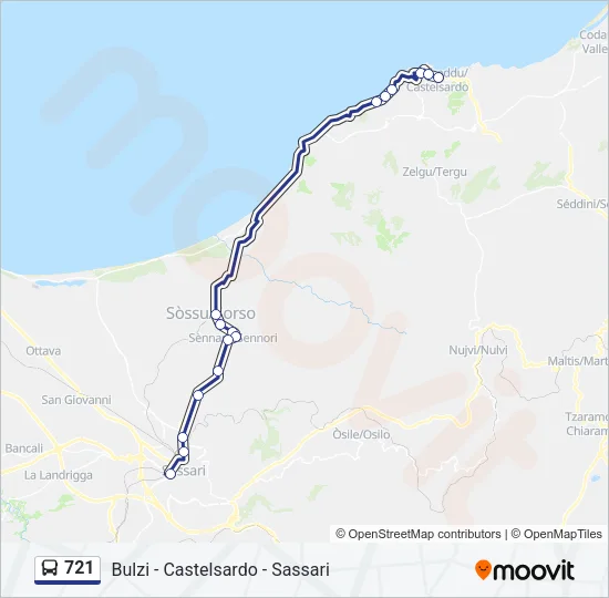 Percorso linea bus 721