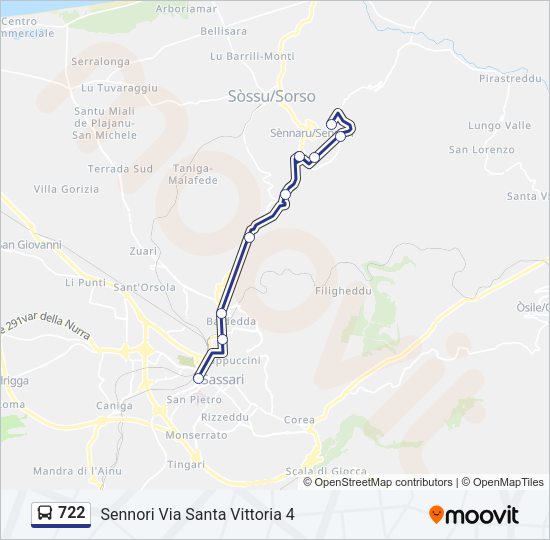 Percorso linea bus 722