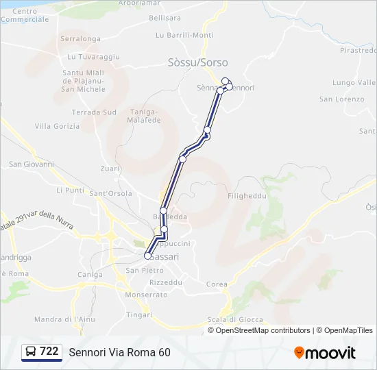 Percorso linea bus 722