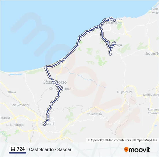 724 Bus Line Map