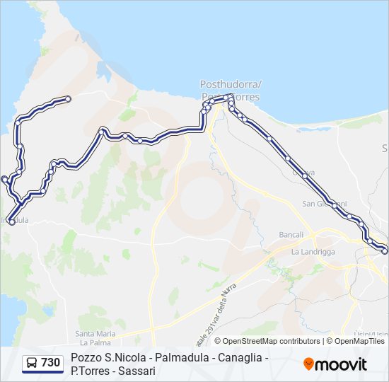 730 bus Line Map