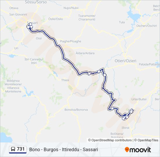 Percorso linea bus 731