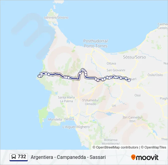 732 Bus Line Map