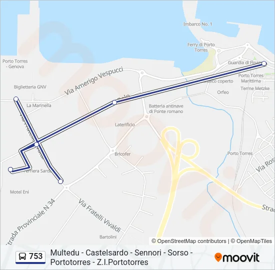 753 Bus Line Map
