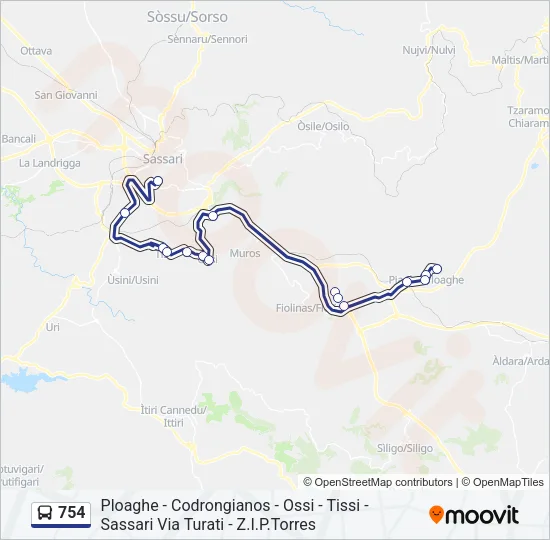 754 Bus Line Map
