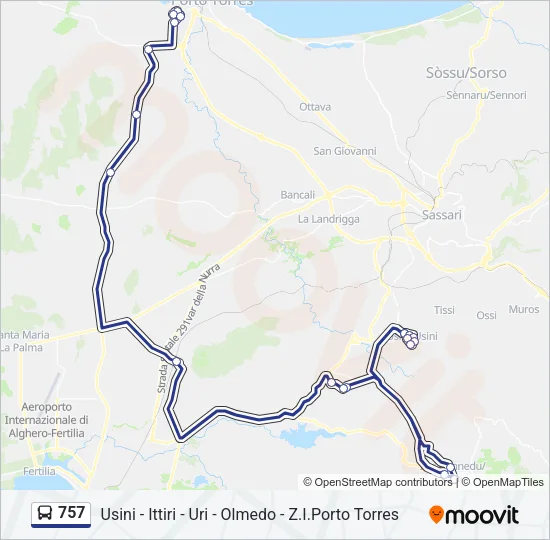 757 Bus Line Map