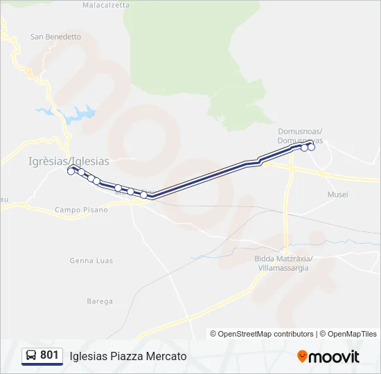 801 Bus Line Map