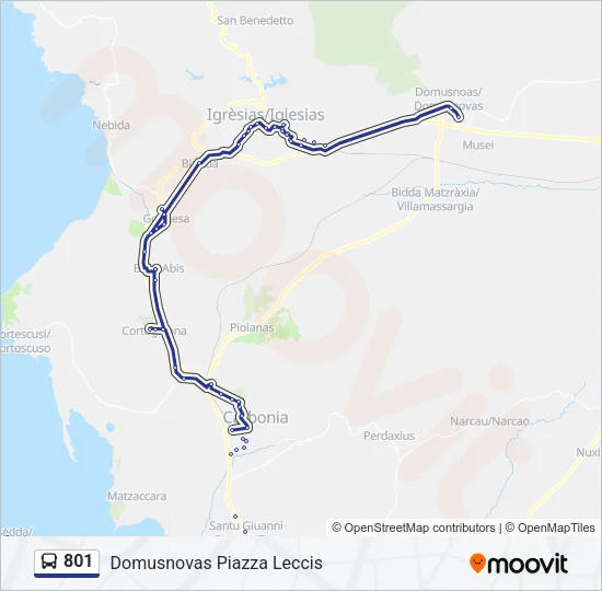 801 Bus Line Map
