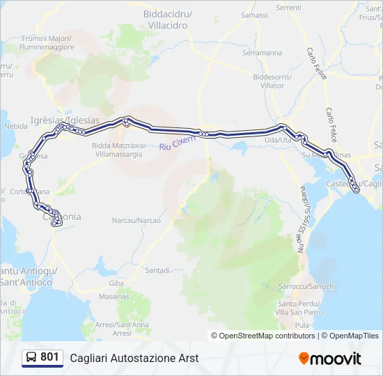 801 Bus Line Map
