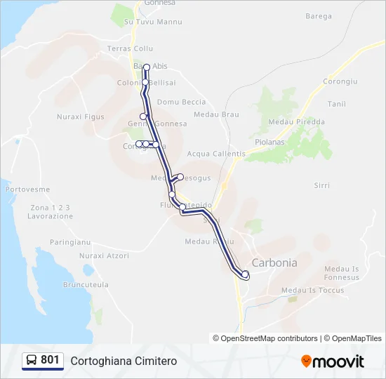 801 Bus Line Map
