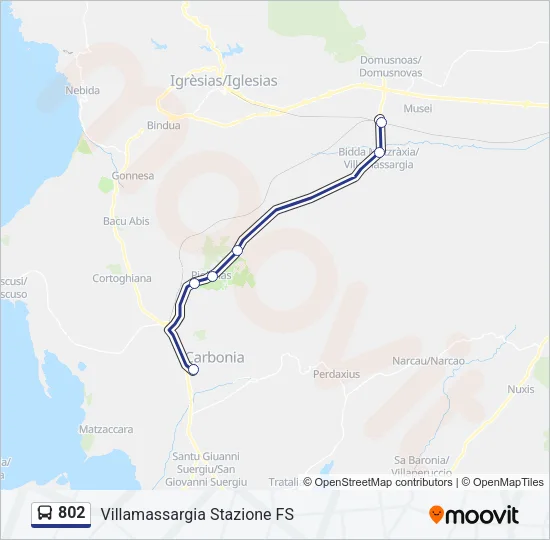802 Bus Line Map