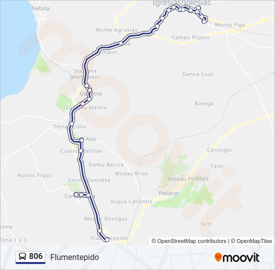 Percorso linea bus 806