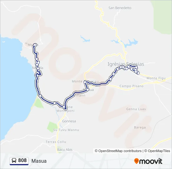 Percorso linea bus 808