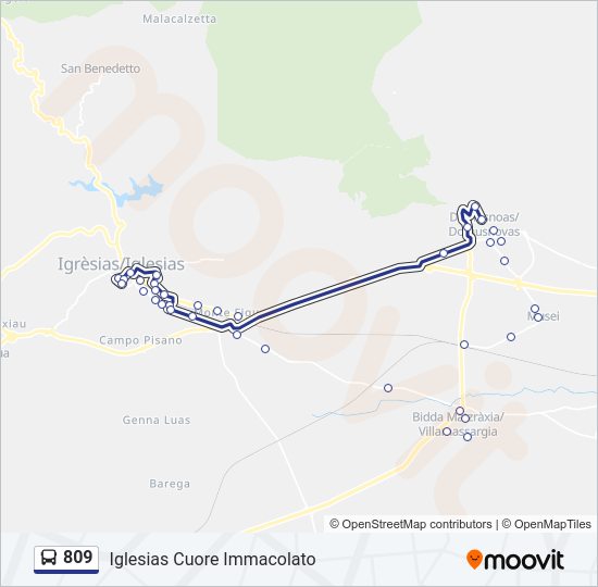 Percorso linea bus 809