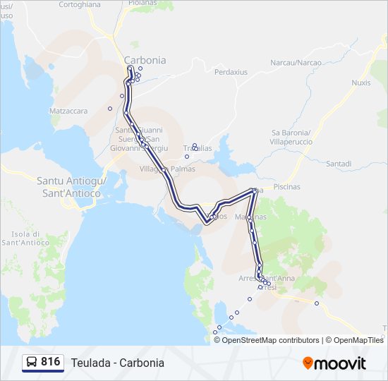 Percorso linea bus 816