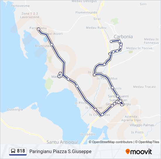 Percorso linea bus 818