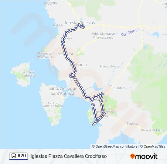 820 Bus Line Map
