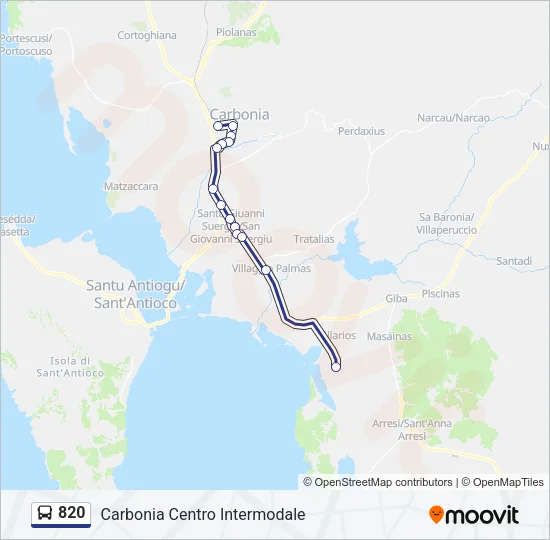 820 Bus Line Map
