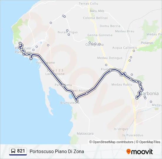 821 Bus Line Map
