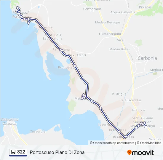 822 Bus Line Map