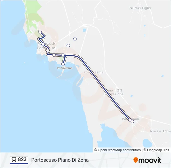 Percorso linea bus 823