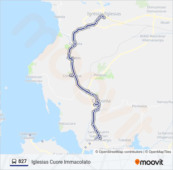 Percorso linea bus 827