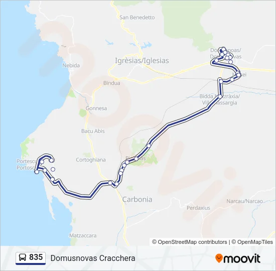 835 Bus Line Map