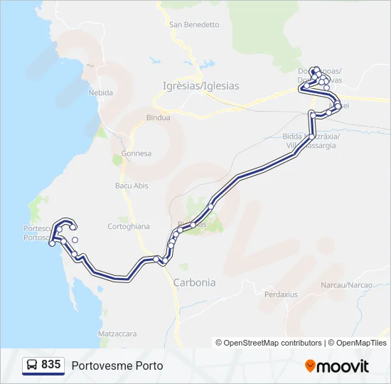 835 Bus Line Map