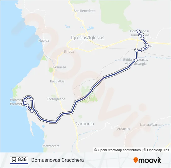836 Bus Line Map