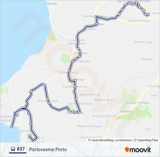 Percorso linea bus 837